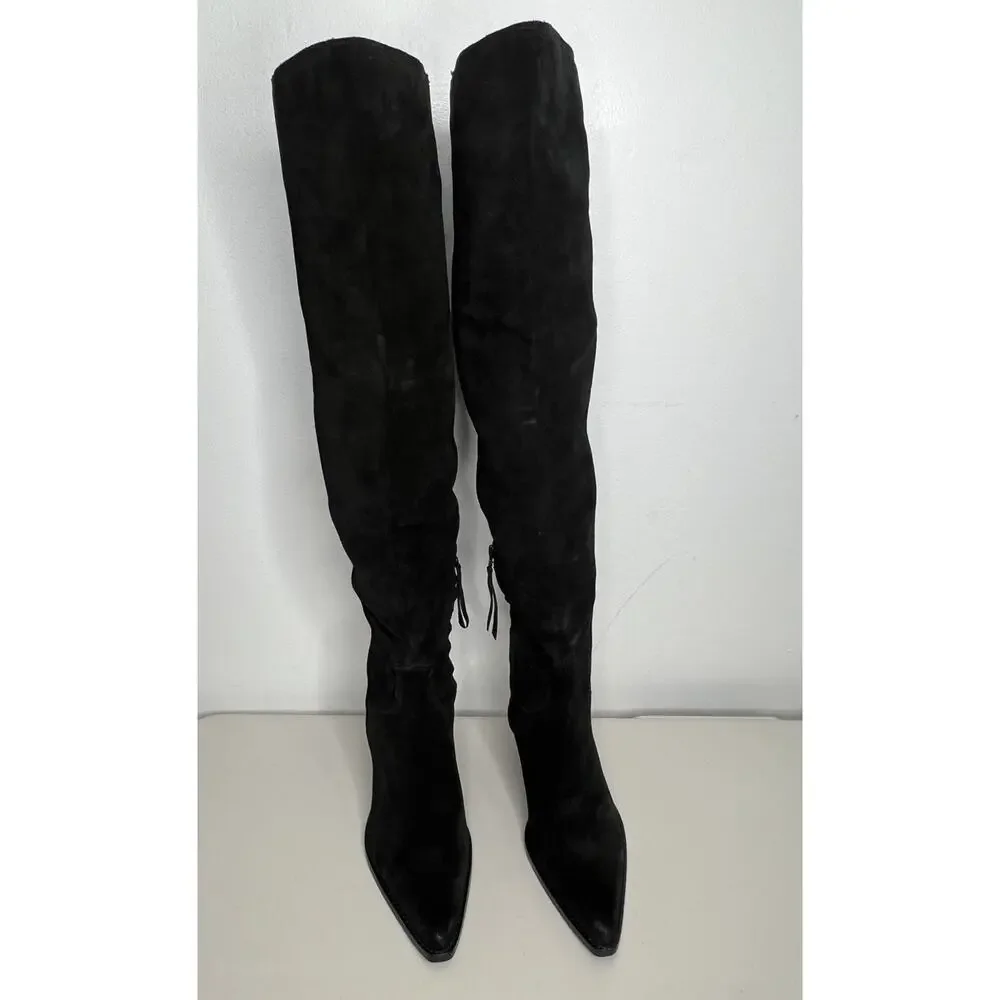 Sam Edelman Julee Pointed Toe Over The Knee Boot Suede Black Women’s Size 9